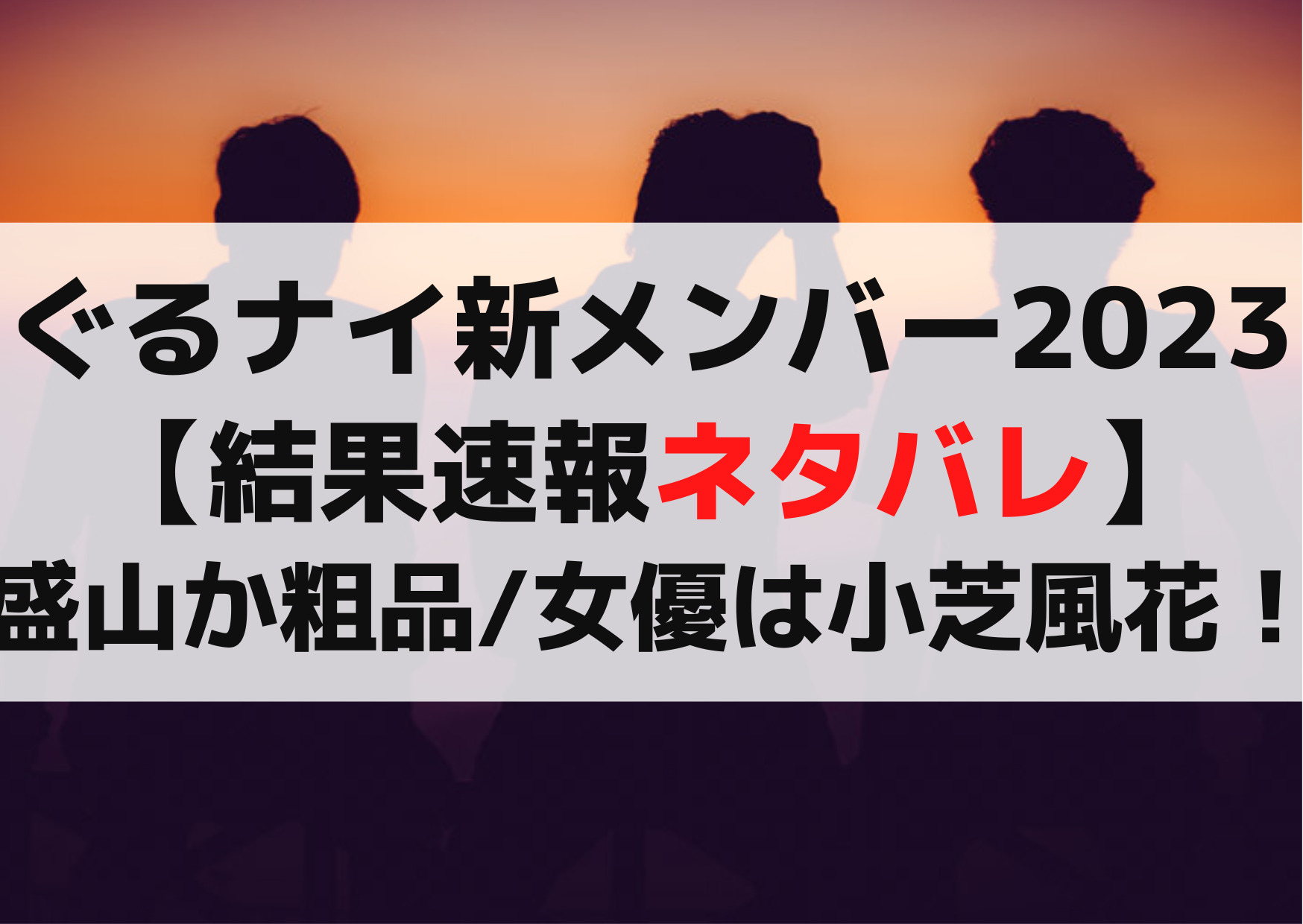 ぐるナイ新メンバー2023【結果速報ネタバレ】芸人は盛山か粗品/女優は小芝風花確定！