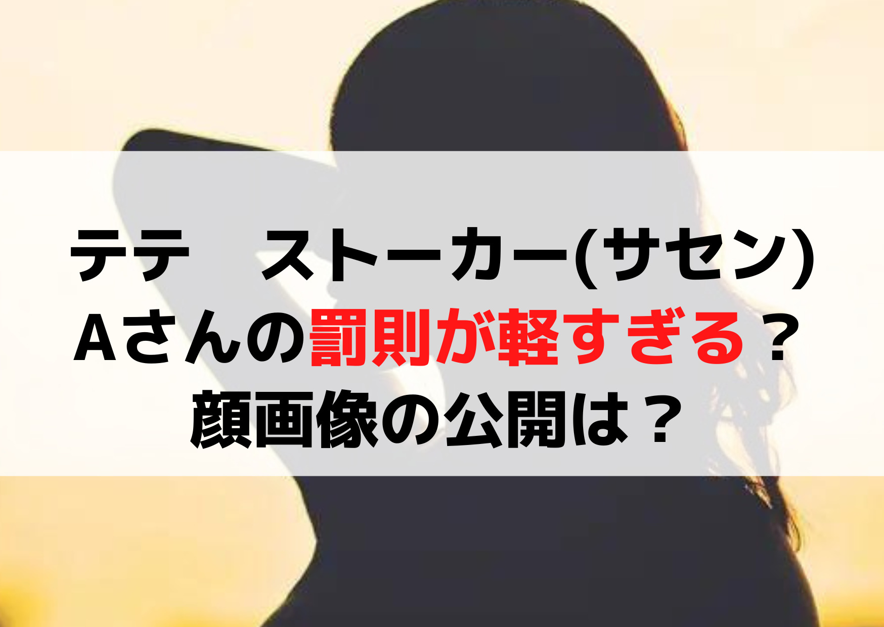 テテストーカー(サセン)Aさんの罰則が軽すぎる？顔画像の公開は？