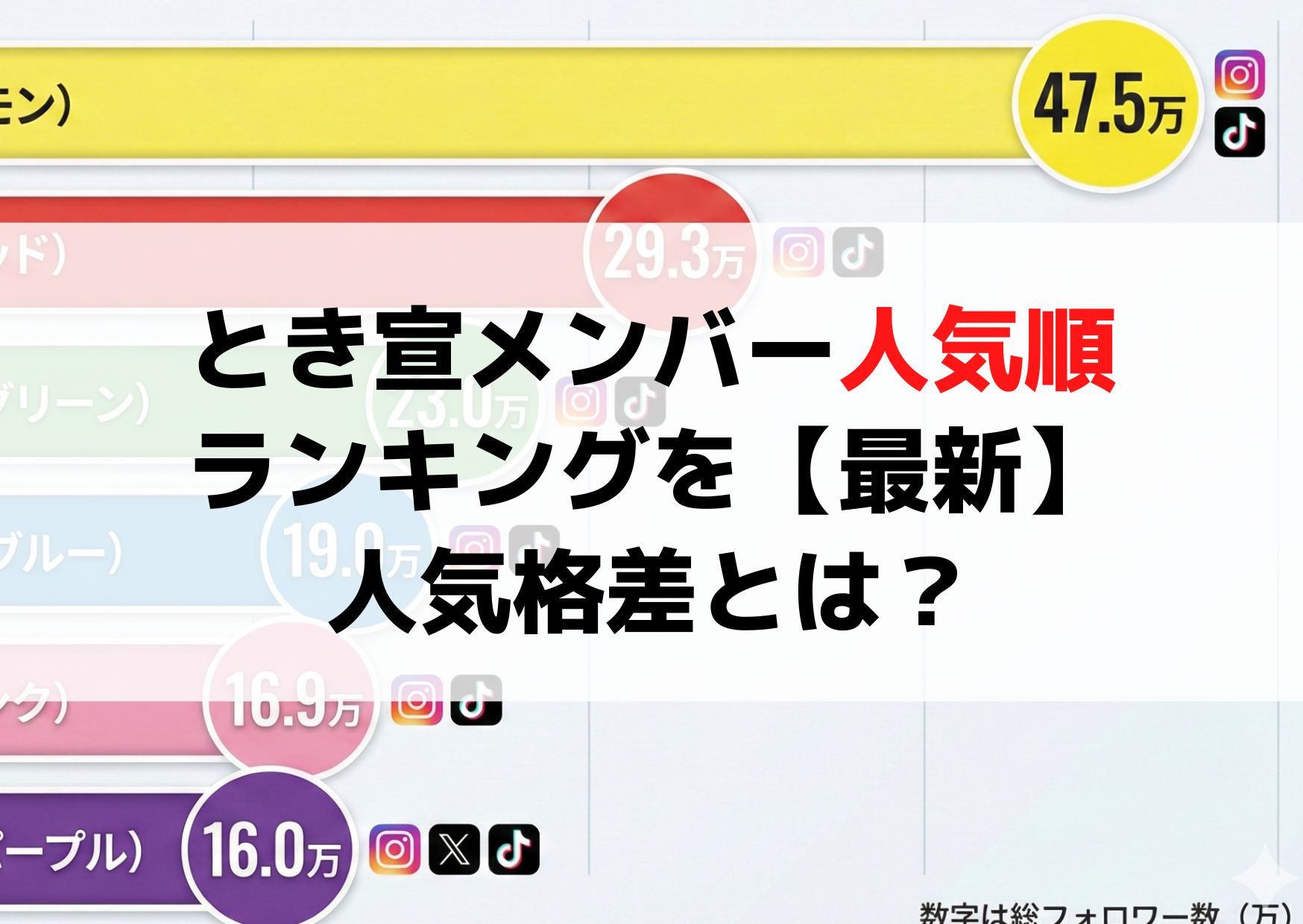 とき宣メンバー人気順ランキングを色で図解！一番人気との格差がヤバい【最新2026年】